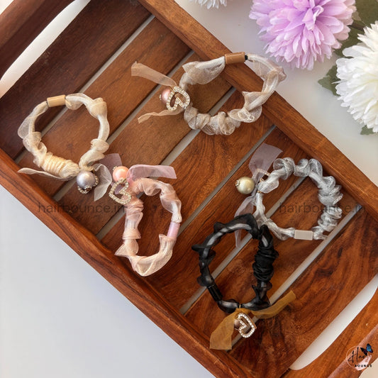 Luxe Organza Pearl Charm Hair Tie