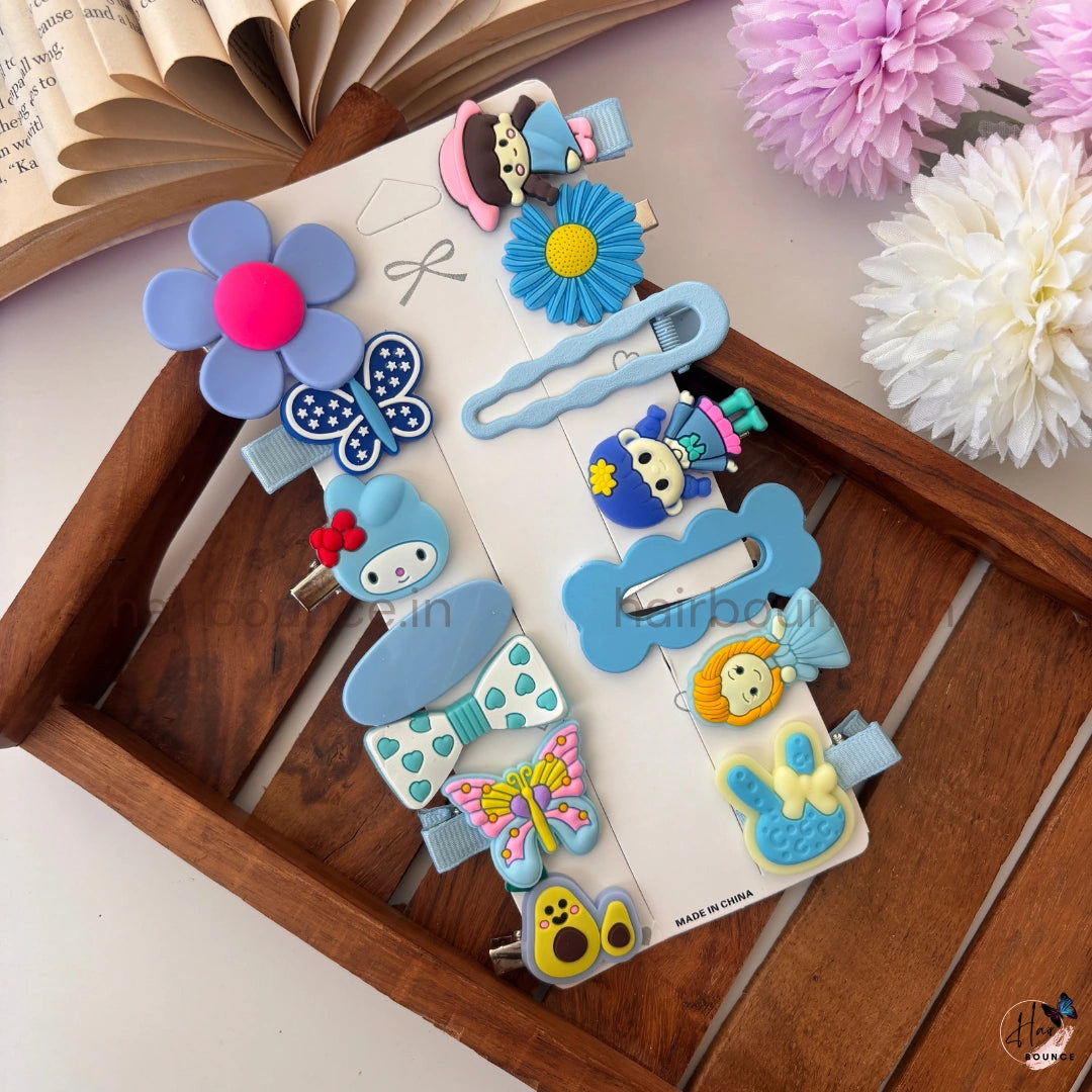 Kawaii Cartoon Hair Clip Combo – 14 Pieces (Multicolor Collection)