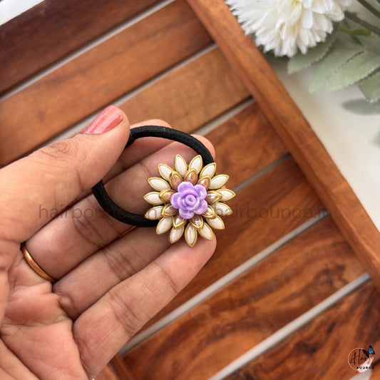 Lavender Rose Kundan Hair Tie