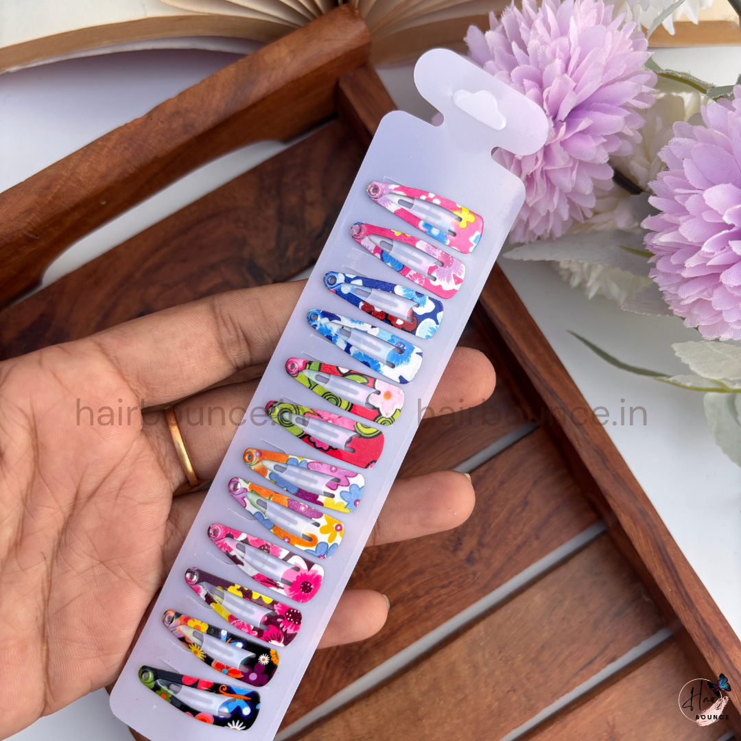 Vibrant Prints Tic Tac Hair Clips – Pack of 12