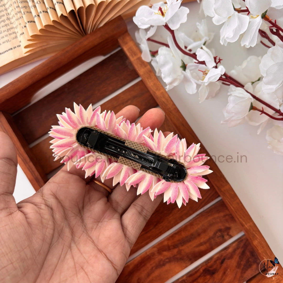 Pink Jathi Malli Flower Center Hair Clip