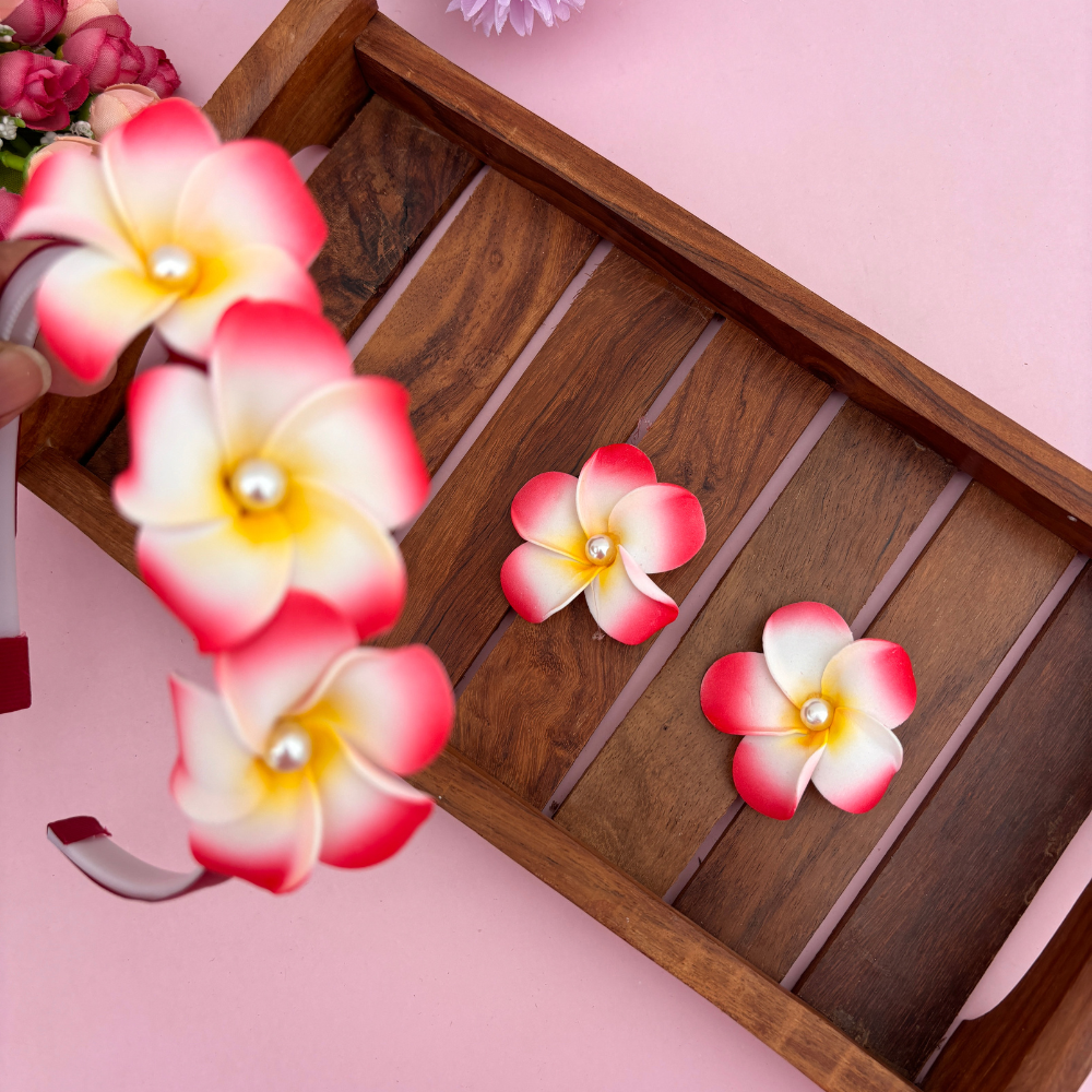 Pearl Flower with Two Alligator Clips