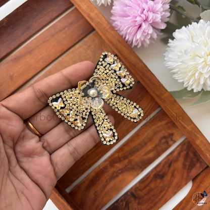 Luxury Beaded Crystal Bow Hair Clip