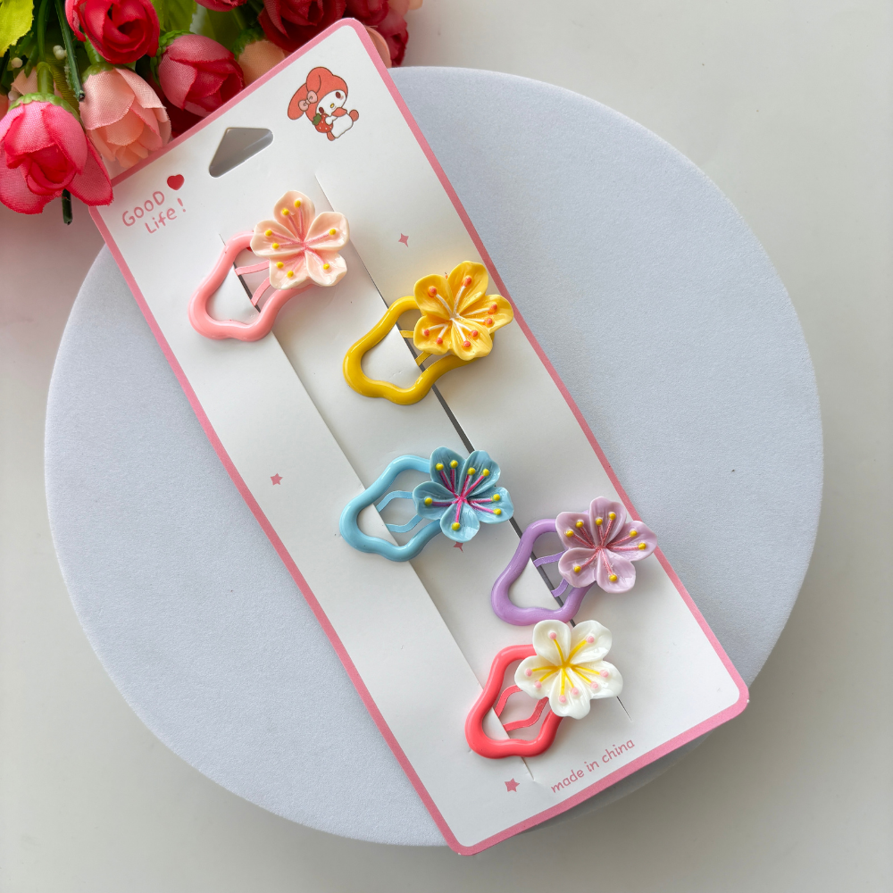 Hibiscus Flower Tic Tac Hair Clips - Pack of 5