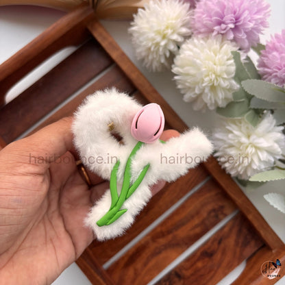 Colourful Fuzzy Tulip Hair Claw - Large