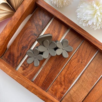 Matte Finish Triple Flower Hair Claw - Large