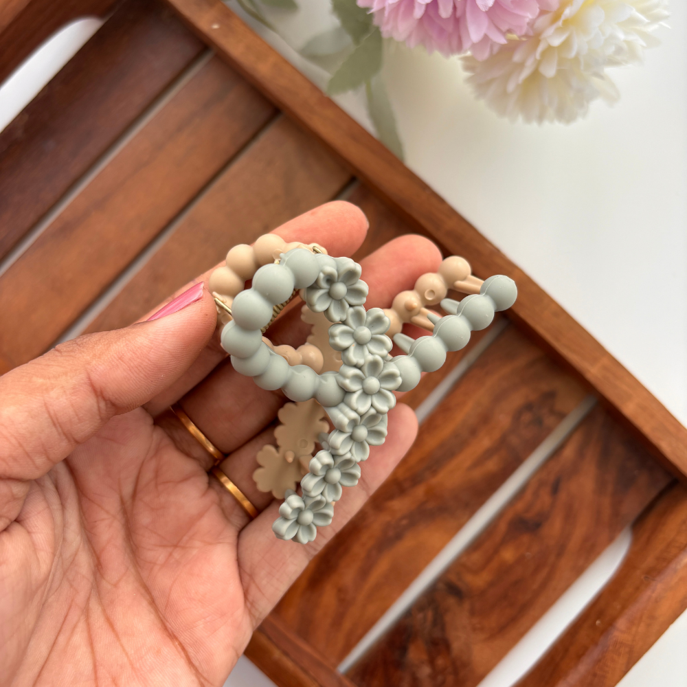 Dual Colour Flower Bubble Loop Hair Claw - Medium