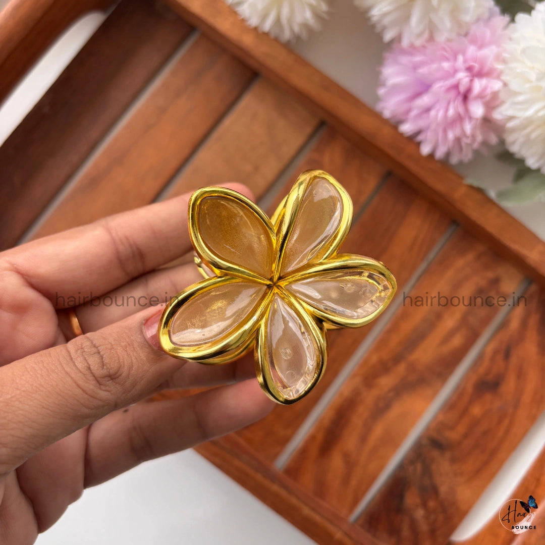 Golden Petal Flower Hair Claw - Medium
