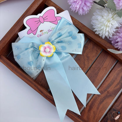 Sparkle Daisy Heart Bow Hair Clip