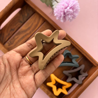 Matte Finish Star Shape Hair Claw - Medium