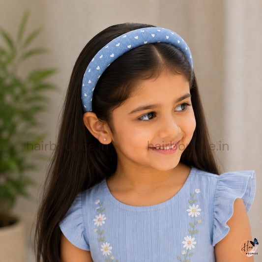 Sweetheart Denim Padded Headband for Women & Girls
