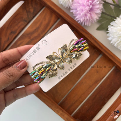 Aurora Butterfly Crystal Bar Clip