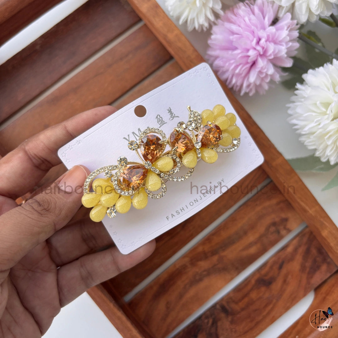 Butterfly Bloom Crystal Hair Barrette
