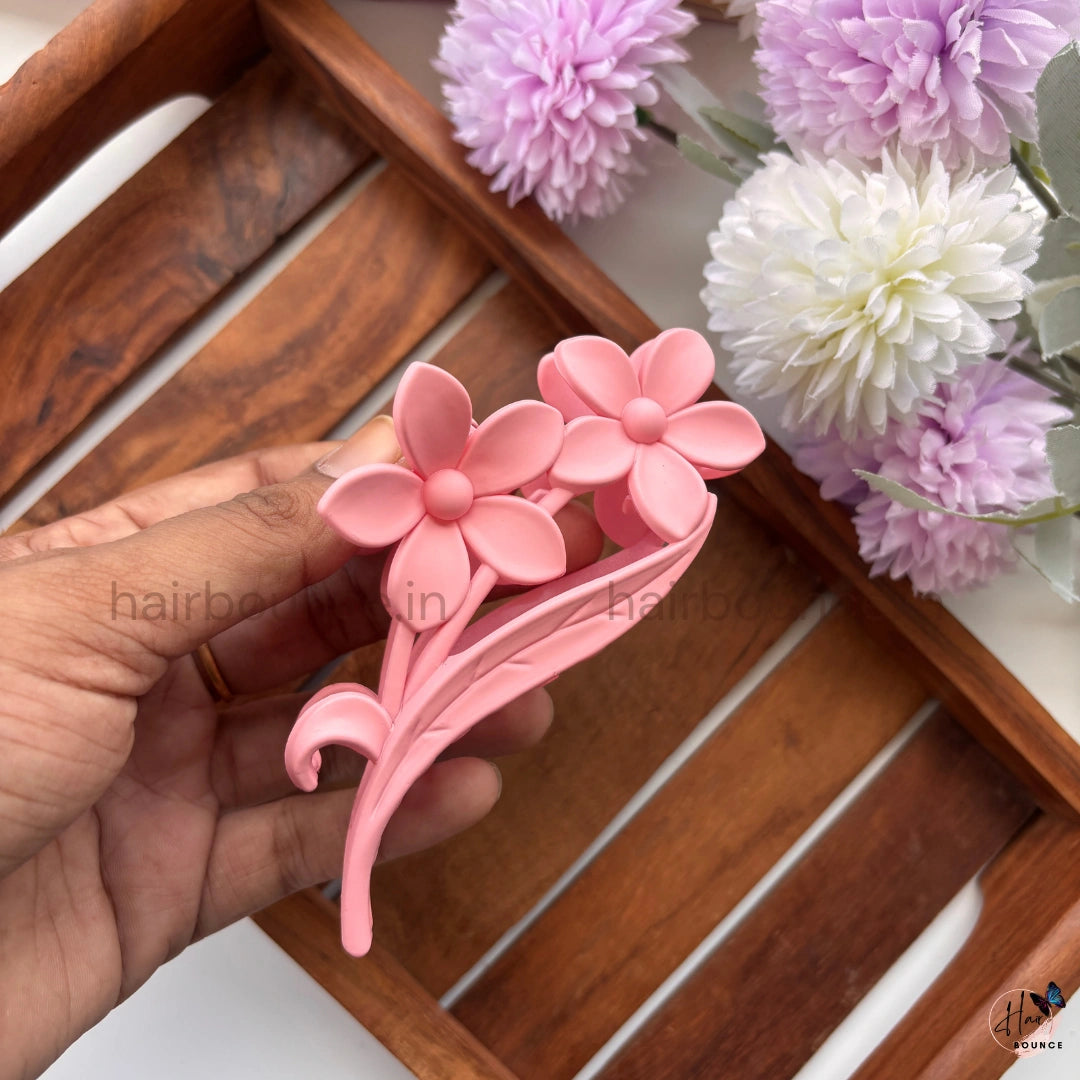 Matte Twin Blossom Vine Hair Claw – Large