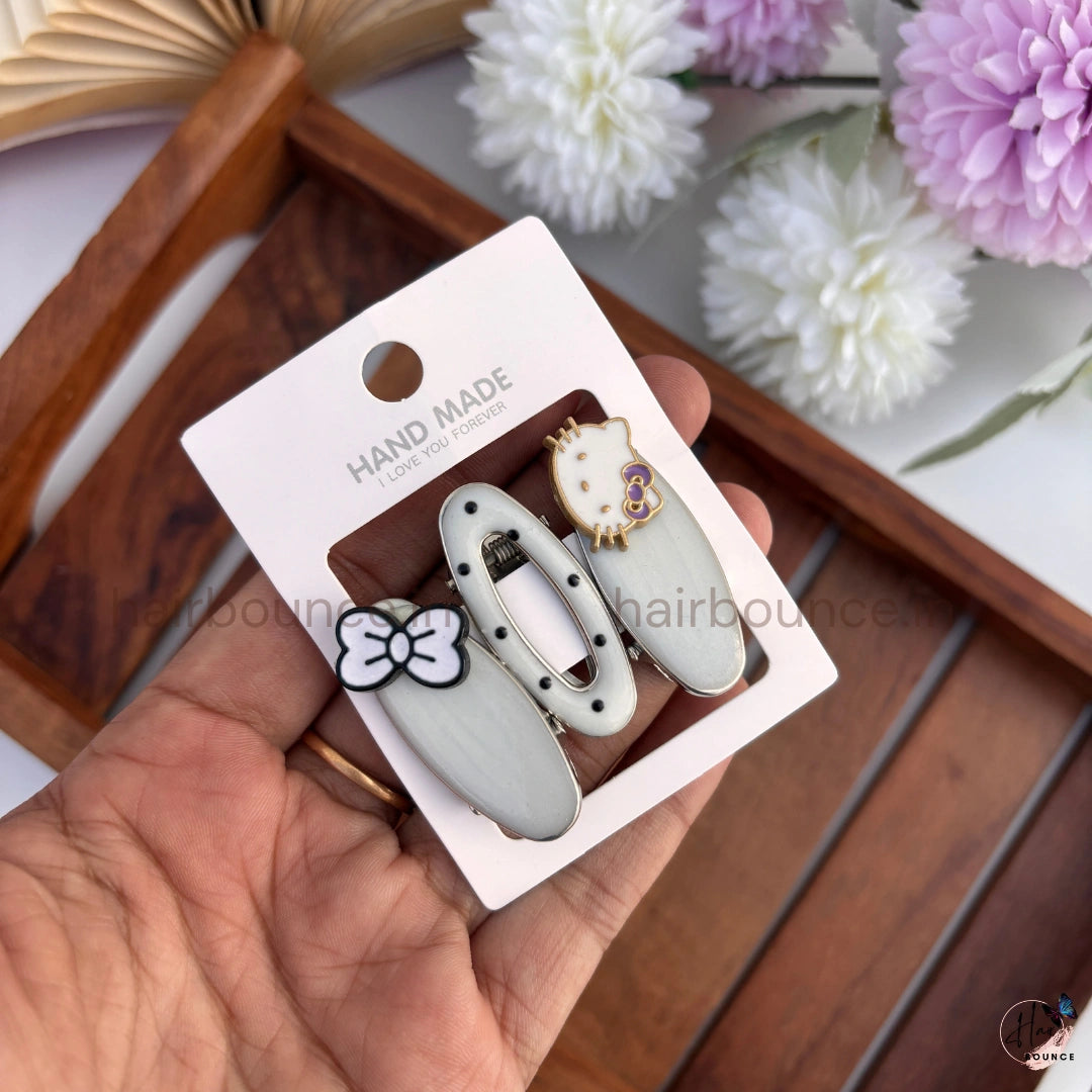 Cute Kitty Snap Hair Clips – Pack of 3