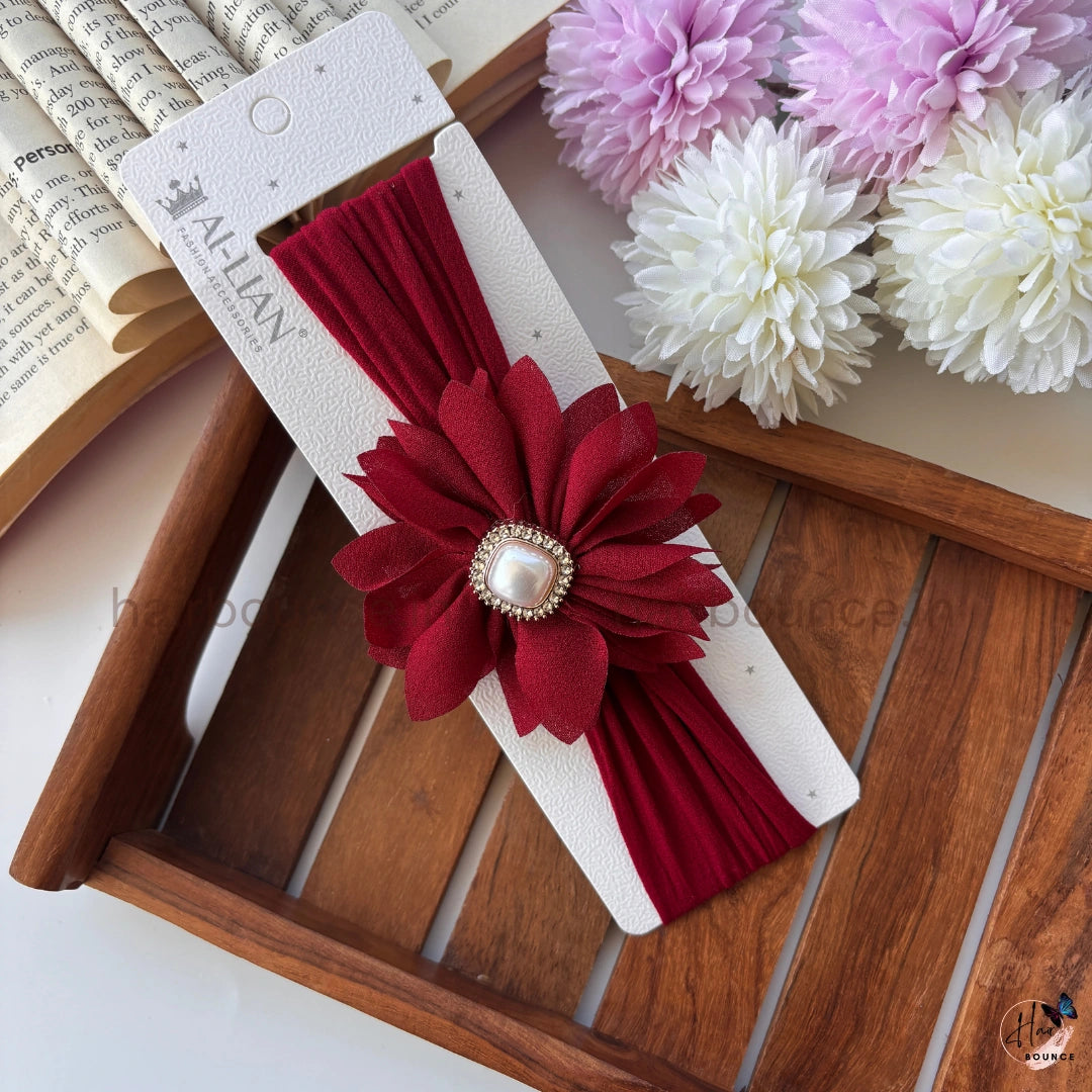 Royal Bloom Pearl Flower Stretch Headband