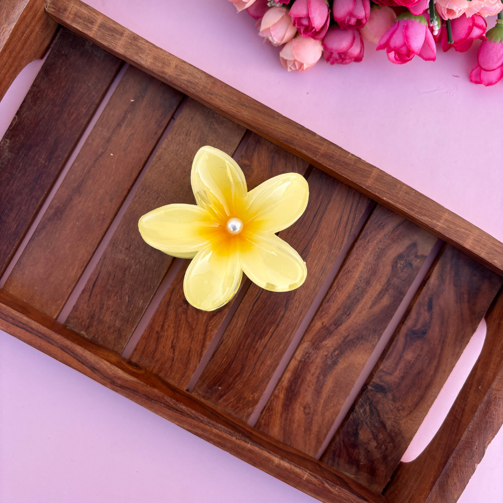 Shinny Pearl Flower Hair Claw - Large