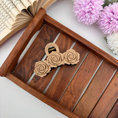 Dual Colour Triple Rose Hair Claw - Large