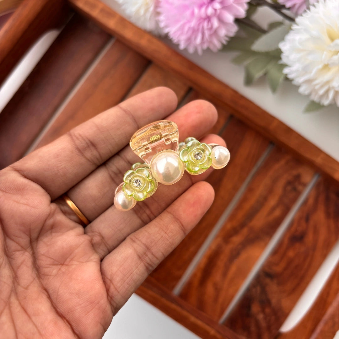 Rose Pearl Hair Claw - Small