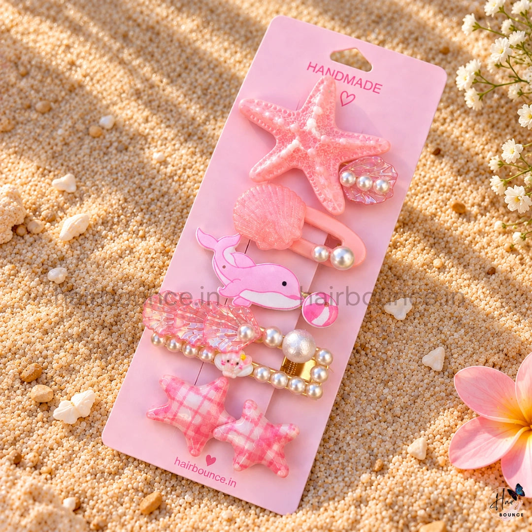 Ocean Princess Hair Clip Collection for Girls – Pack of 5