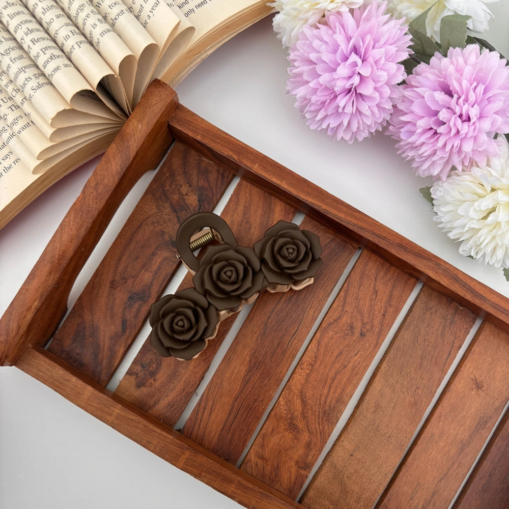 Dual Colour Triple Rose Hair Claw - Large