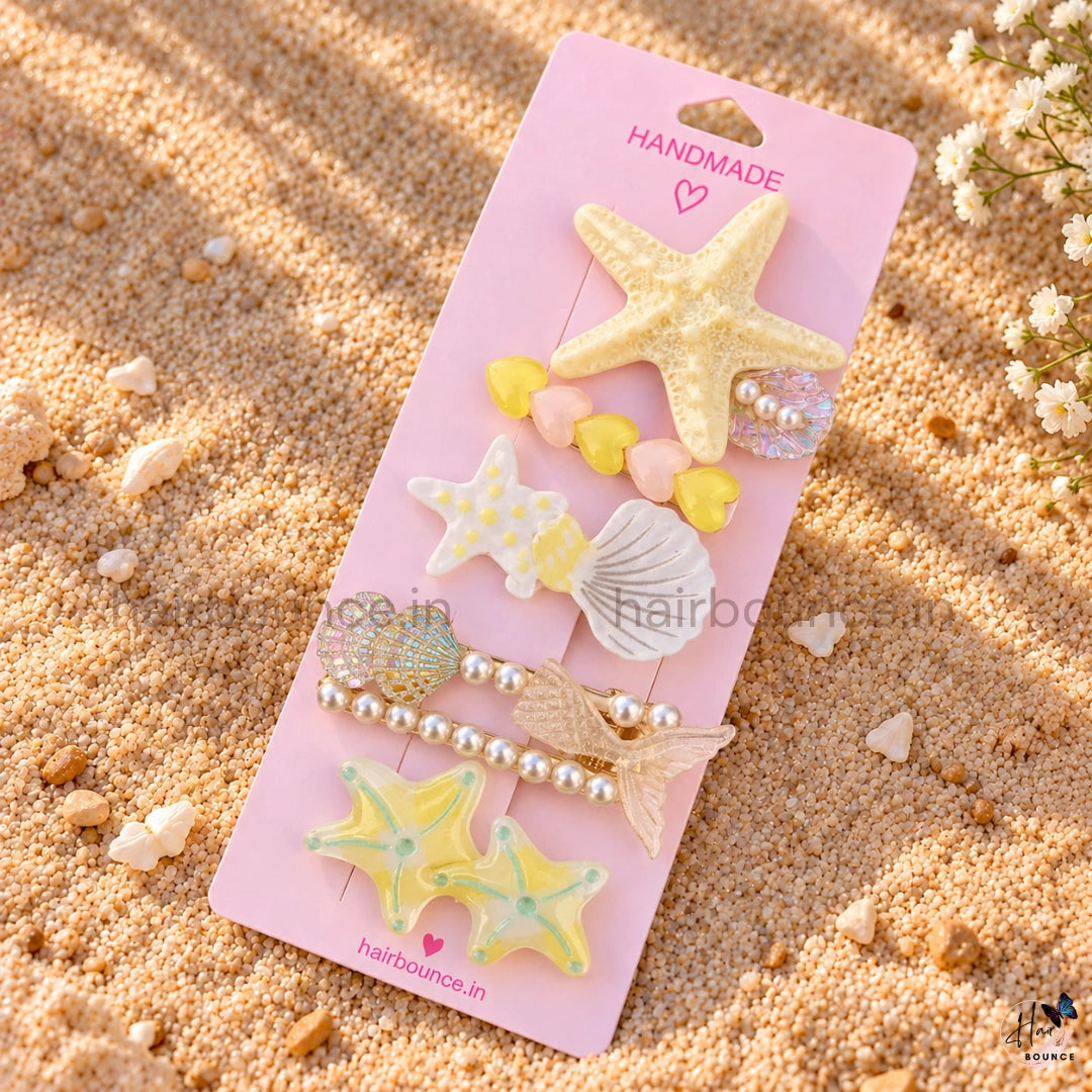 Ocean Princess Hair Clip Collection for Girls – Pack of 5