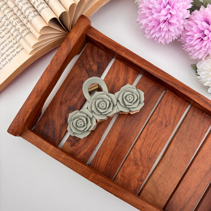 Dual Colour Triple Rose Hair Claw - Large