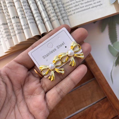 Pearl Bow Luxe Earrings