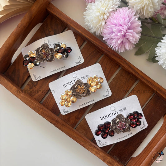 Crystal Rose Bar Clip