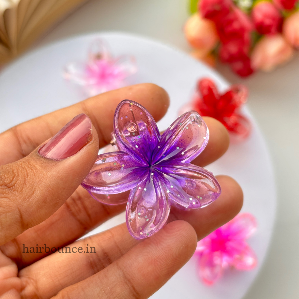 Glassy Glitter Lilly Hair Claw - Small