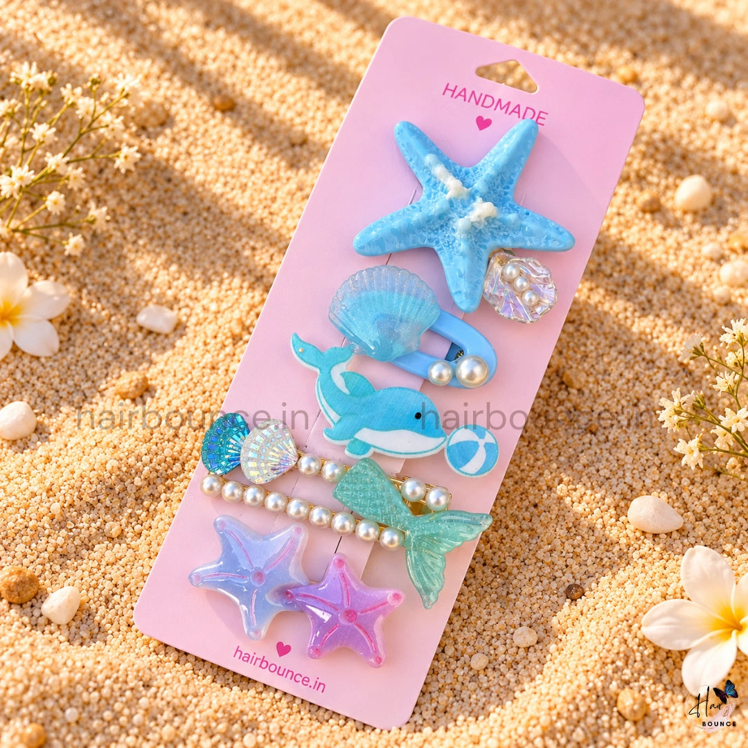 Ocean Princess Hair Clip Collection for Girls – Pack of 5
