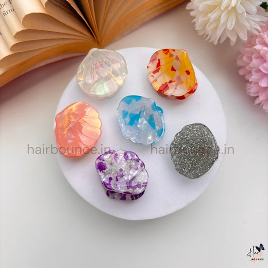 Marble Seashell Mini Hair Clips Set – Pack of 6