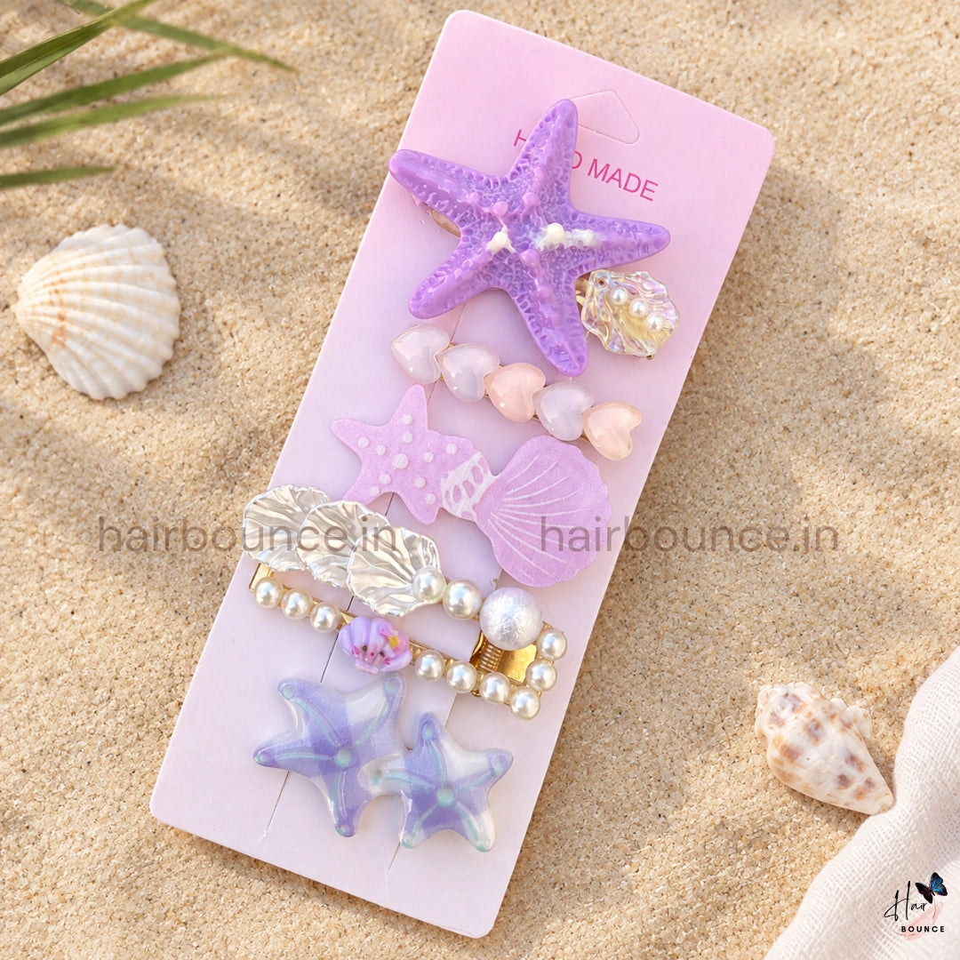 Ocean Princess Hair Clip Collection for Girls – Pack of 5