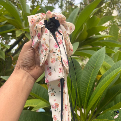 Floral Ribbon Bow Hair Claw Clip – Medium