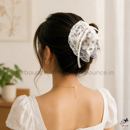 Vintage Lace Bow Hair Claw Clip – Medium