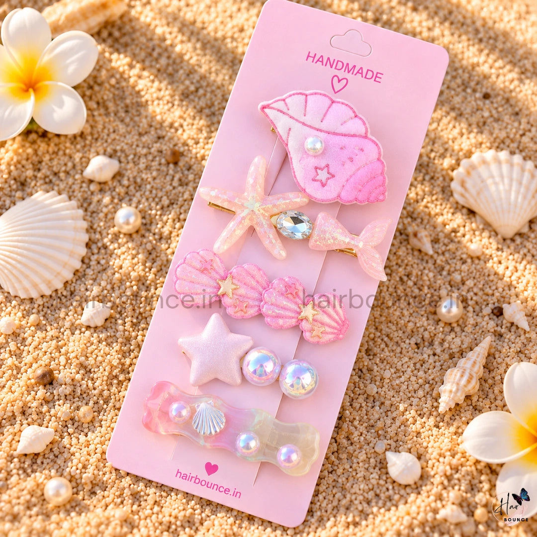 Mermaid Dreams Ocean Hair Clip Collection for Girls – Pack of 5
