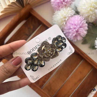 Crystal Rose Bar Clip