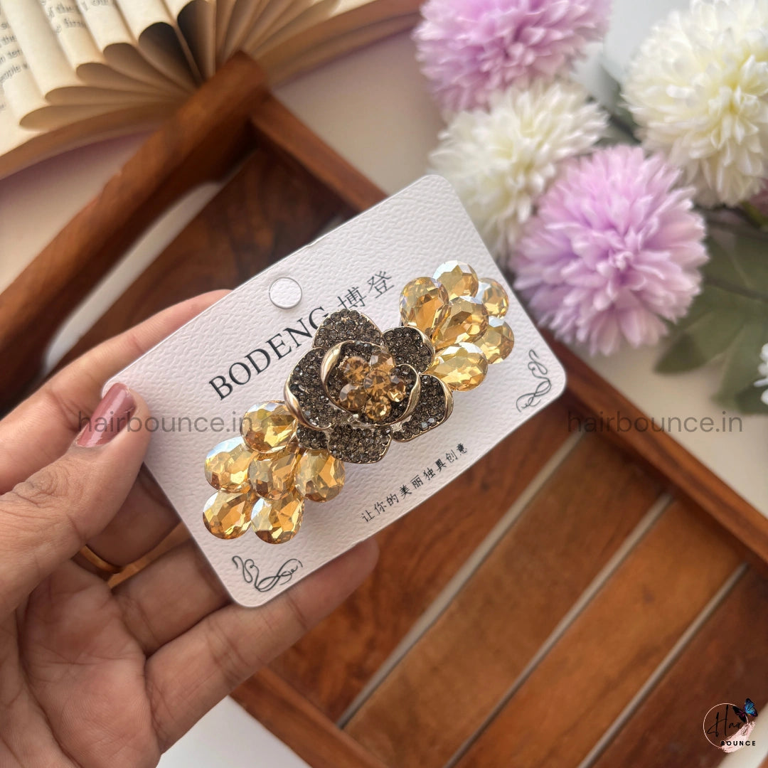 Crystal Rose Bar Clip