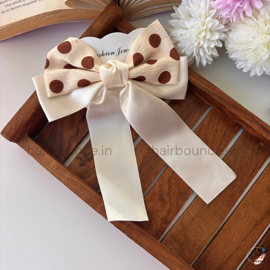 Elegant Polka Ribbon Bow Hair Clip