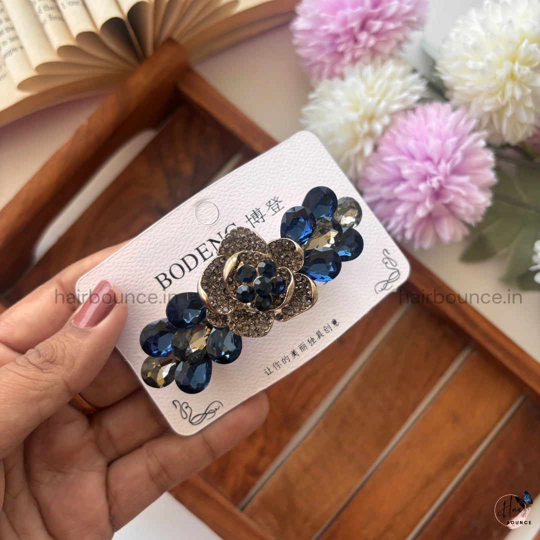 Crystal Rose Bar Clip