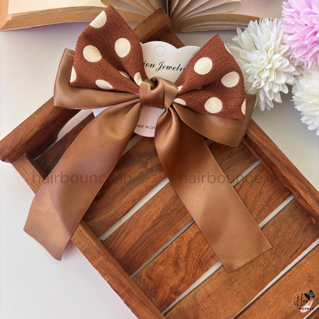 Elegant Polka Ribbon Bow Hair Clip