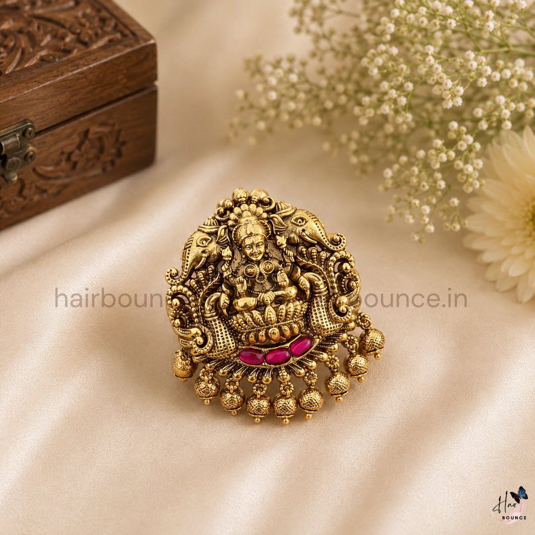 Antique Lakshmi Elephant Jada Billa with Gold Beads – 2 Colours