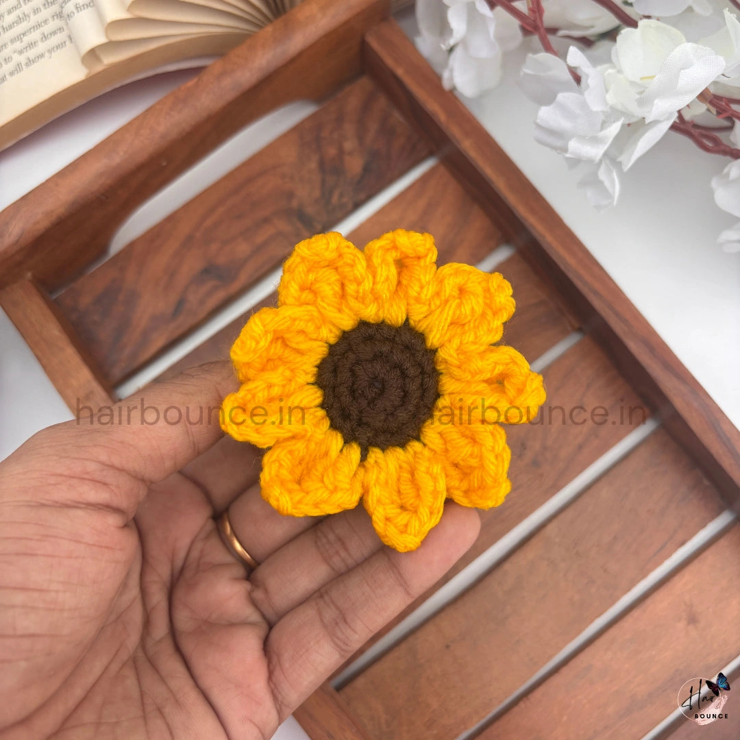 Handmade Crochet Floral Hair Tie Collection – Knitted Flower Ponytail Holder for Girls & Women