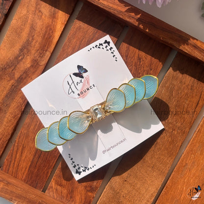 Aqua Crystal Petal Barrette Hair Clip