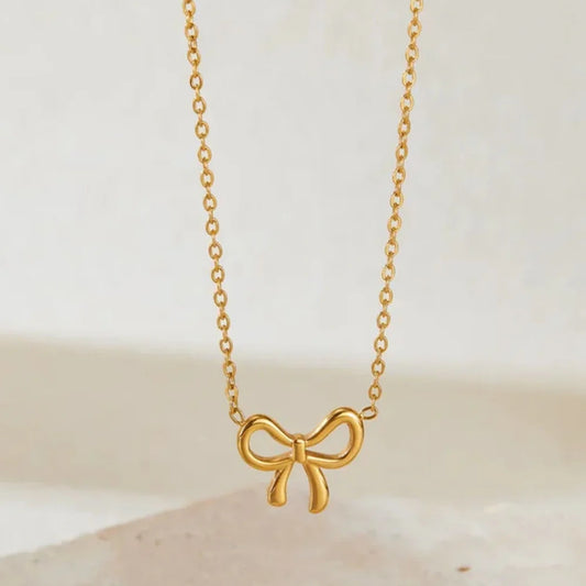 Golden Ribbon Charm Necklace