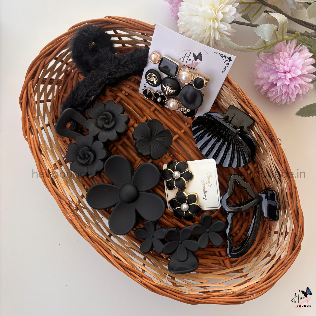 Black Elegance Hair Accessories Gift Hamper for Girls