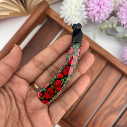 Rose Printed Lock Banana Clip - Medium