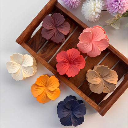 Colourful Matte Finish Hibiscus Hair Claw – Large