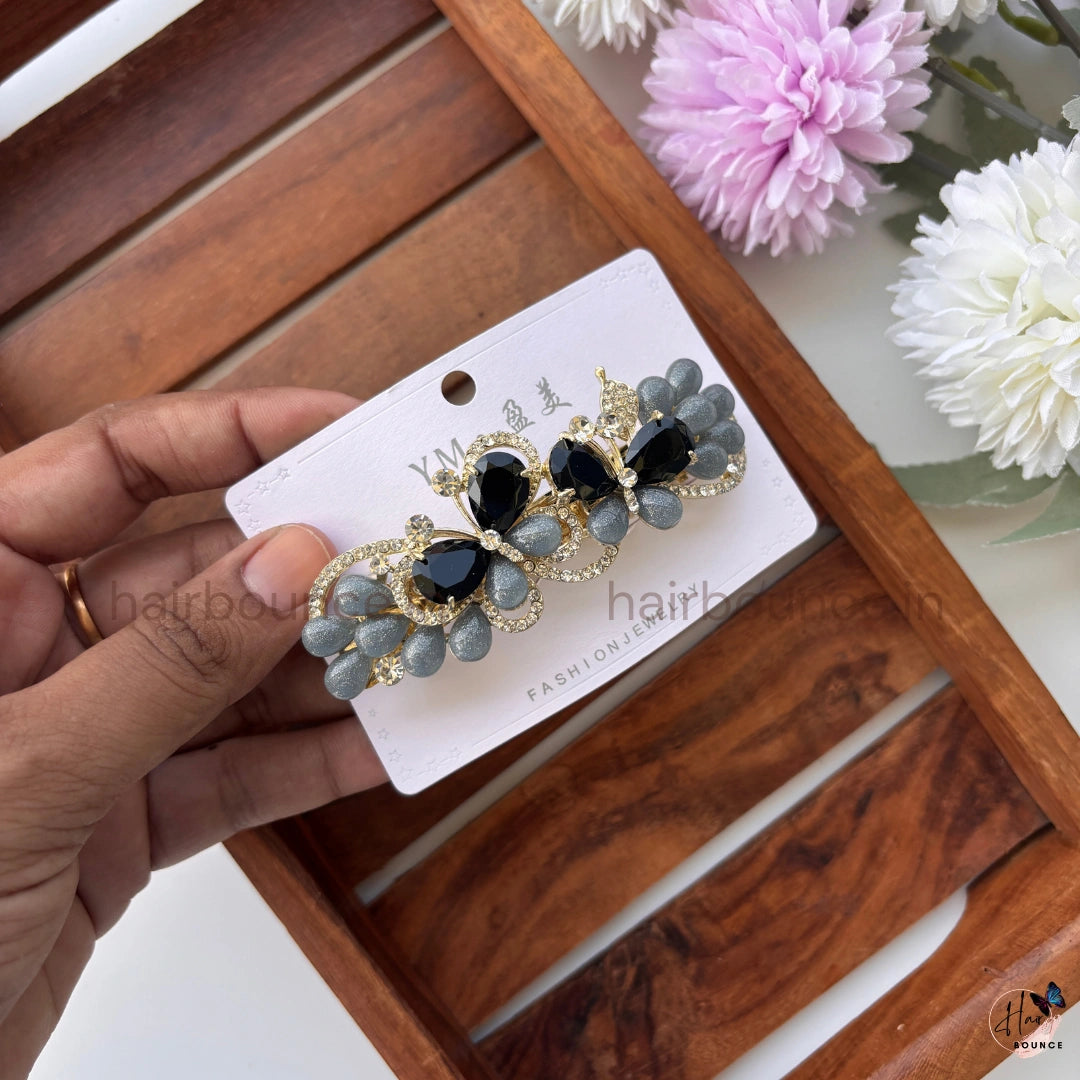 Butterfly Bloom Crystal Hair Barrette