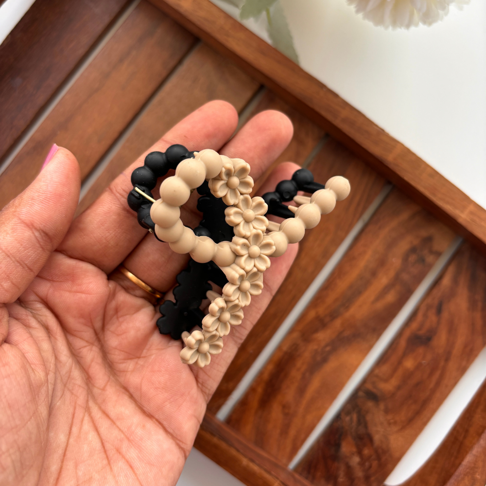 Dual Colour Flower Bubble Loop Hair Claw - Medium